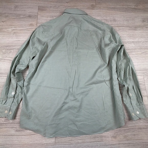 ORVIS Mens Classic Fit Wrinkle Free Gingham Button Down Shirt XL Green White - Picture 5 of 8